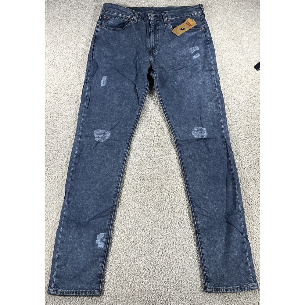 Levis 512 Slim Taper Mens DISTRESSED Denim STRETCH Jeans 34x34‎ FIT 34x33 NWT